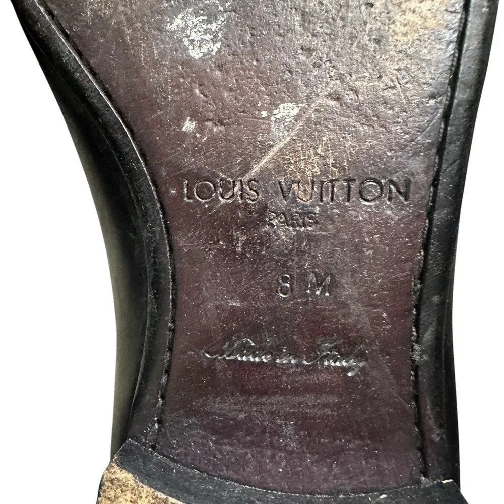 Louis Vuitton Black Leather Slip-On Loafers